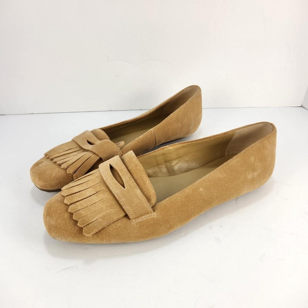 Talbots Women's Size 8M Tan Suede Kiltie Loafer Flats Slip On Shoes